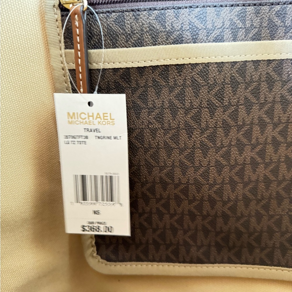 Michael Kors Travel XL Top Zip Tote Shoulder Bag MK Brown Tangerine - Picture 14 of 16